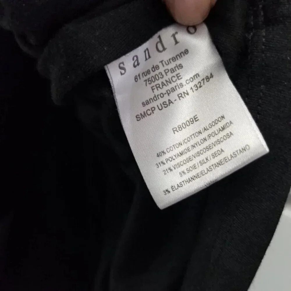 Sandro Paris Cotton Black Knit Mini Dress 4 - Picture 7 of 11